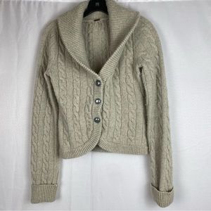 Free People Large Tan Cable Knit Cardigan